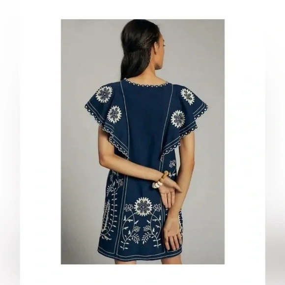 let me be embroidered dress Anthropologie m Let Me Be Embroidered Tunic Dress Raspberry Red S